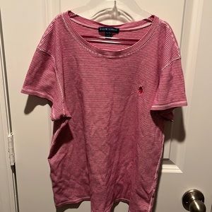 Ralph Lauren Shirt Adult Women XL Extra Large Pink Stripes 08